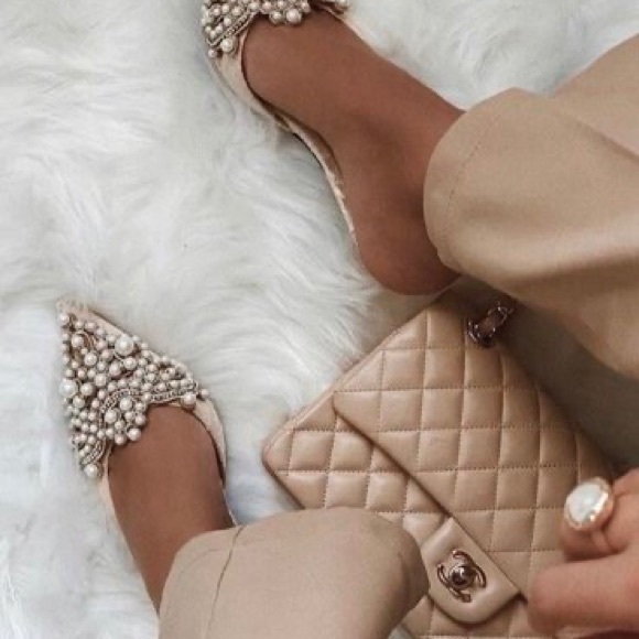 Faux Pearl Decor Kitten Heeled Mules - Picture 8 of 11